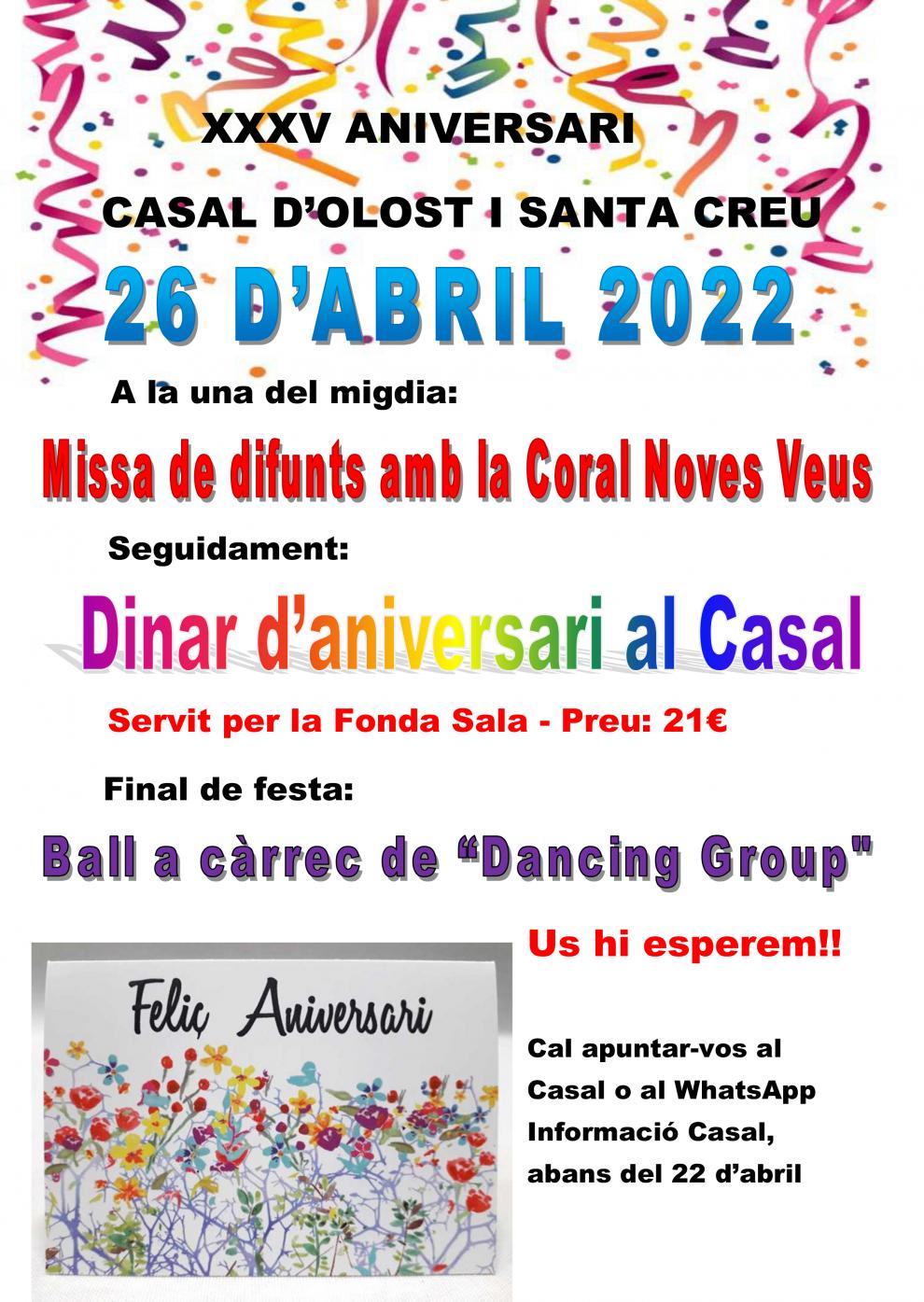 35è Aniversari del Casal de la Gent Gran d'Olost i Santa
